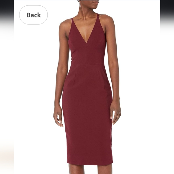 Dress the Population Women's Lyla Plunging Sleeveless Fitted Midi Sheath Dress - Picture 3 of 7